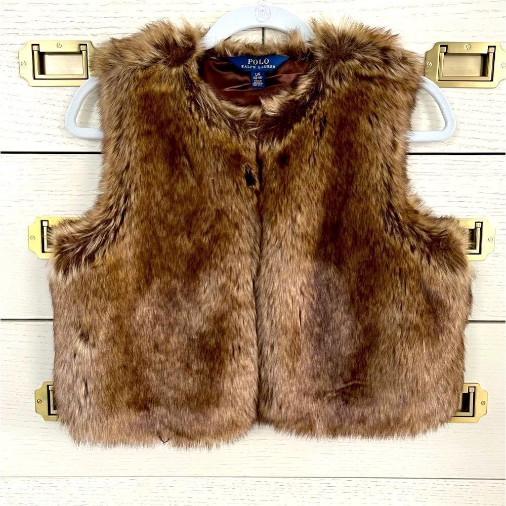Polo Ralph Lauren Girls Kids Faux Fur Vest Gilet, Large 12-14, Perfect Condition